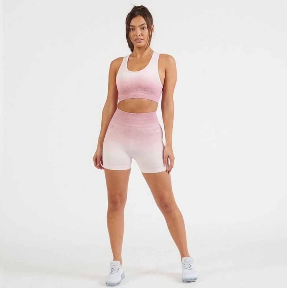 Pink Pulse Ombré Seamless Shorts and Bra Set